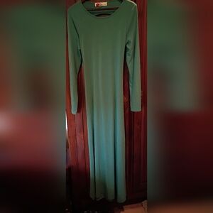 Free People Beach Green Backless Bow Maxi Dress L